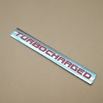 Silver & Red Metal TURBOCHARGED Logo Emblem Sport Badge Trunk 3D Sticker Decal • $6.99