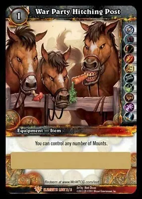 War Party Hitching Post Unscratched World Of Warcraft TCG Loot Card WOW Cny • $78.50