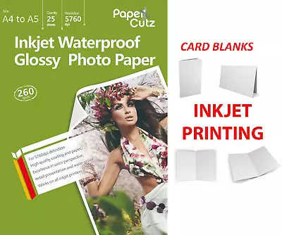 A4 Inkjet Photo Paper Gloss Card Blanks Papercutz Professional  • £9.99