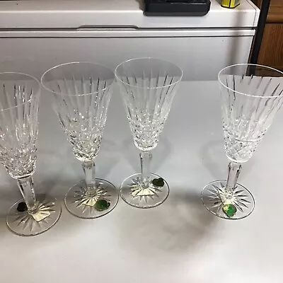 WATERFORD Crystal   Maeve   Cut Fluted Champagne Glasses 7 1/8  Set Of 4 • $199