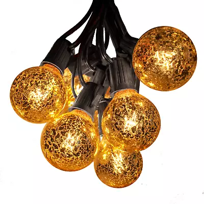 G50 Mercury Gold Outdoor Patio String Lights Black Wire Wedding Party Yard Cafe • $24.95