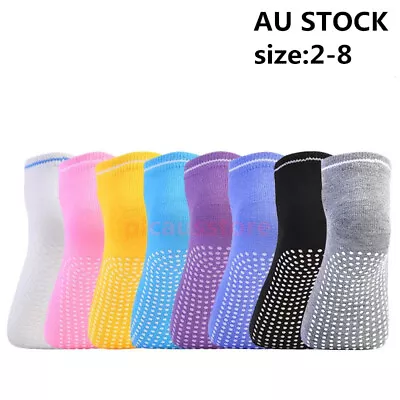 $2.99 • Buy Ladies Women Sports Cotton Rich Pilates Yoga Non-Slip Grip Socks Size 2-8 AU