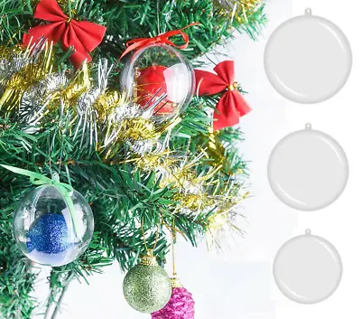 30pcs Christmas Ball Fillable Baubles Clear Ball Xmas Tree Decor Ornament Bulk • $30.85