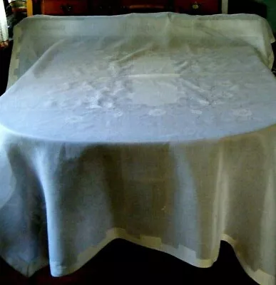 Vtg Antique Voile Madeira Tablecloth W/ Applique & Embroidery Hand Done  60 X80  • $95.99