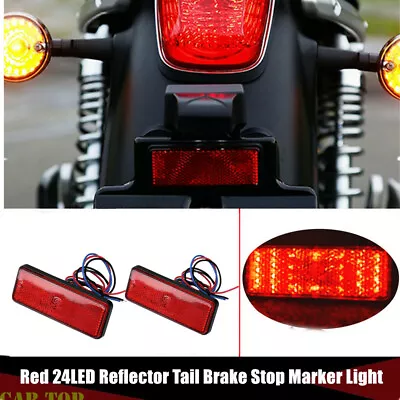 2x Red 24LED Motorcycle Reflector Rear Tail Brake Turn Signal Light Marker Lamp • $8.14