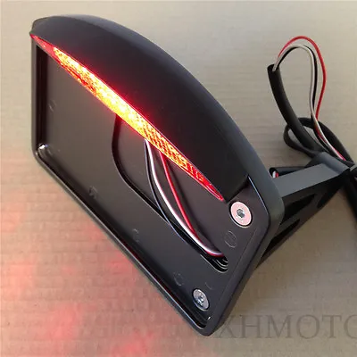 Motorcycle Side Mounted License Plate Assembly Chrome LED Tail Brake Light BLACK • $41.21