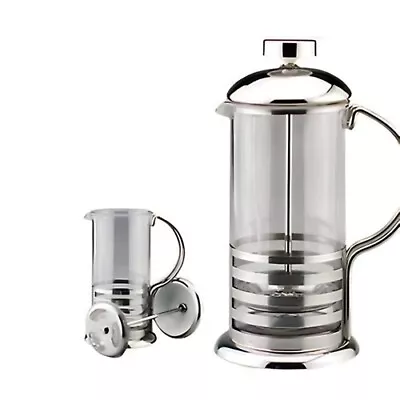 800ml/8-Cups Stainless Steel Glass Cafetiere French Filter Coffee Press Plunger • £13.99