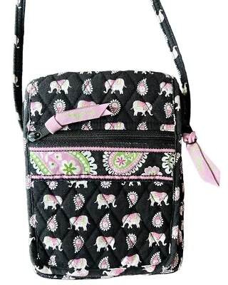 Retired 2007 Vera Bradley Pink Elephant Mini Hipster Black & Pink Crossbody Bag • $15.95