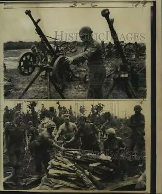 1967 Press Photo US Army Officer Inspects Viet Cong Weapons Saigon Vietnam War • $19.99