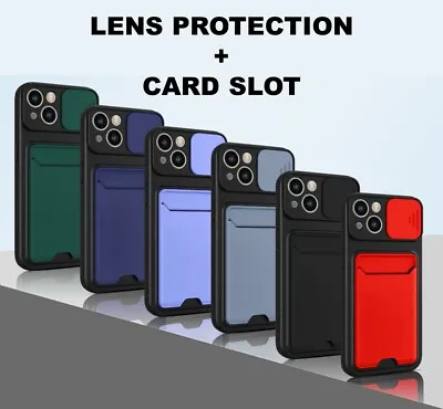 Slide Camera Lens Protection Card Slot Holder Case For IPhone 15 14 13 12 XR 8 • £6.99