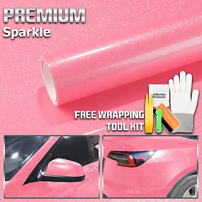Sparkle Pink Gloss Glitter Auto Car Vinyl Wrap Sticker Decal Sheet Film DIY • $25
