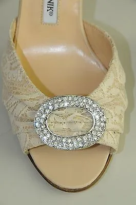 $785 New MANOLO BLAHNIK SEDARABY Beige Lace Nude Silver Jeweled SHOES Wedding 38 • $450