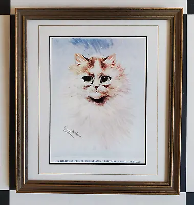 Stylish Framed Louis Wain Antique Anthropomorphized Cat Chromolithograph • £25