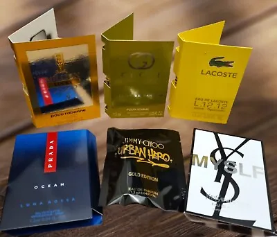 Parfum Samples Men’s Prada Lacoste Jimmy Choo Paco Rabanne GUCCI Guilty Elixir  • £12.30