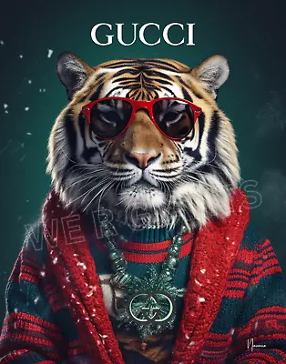 GUCCI HOLIDAY TIGER Poster 11x14 By The Artist NAVARRO WALL ART HOME DECOR • $15.99