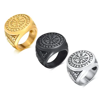 Norse Viking Stainless Steel Rings Compass Celtic Knot Ring Finger Band Gift Men • $10.99