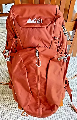 REI Traverse 48 Hiking Backpack Large Orange W/ Rain Guard Never Used Weekend • $59.99