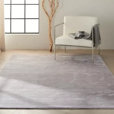 INDIAN HAND TUFTED CALVIN KLEIN 100% VISCOSE RUG 1.07 X 1.68M LIGHT GREY • £174.50