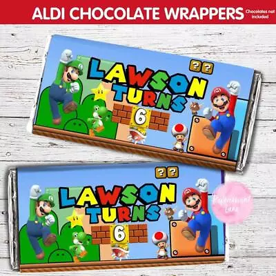 DIGITAL Or PRINTED SUPER MARIO BROS CHOCOLATE CHOC WRAPPER ALDI PARTY FAVOUR • $1