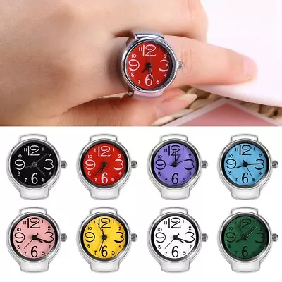 1Pc Fashionable Women Men Quartz Analog Round Finger Ring Love Watch Black L2S • $6.17