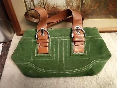  Vintage Coach LimeGreen/Mint Soho Suede And British Leather Trim Business Tote • $250