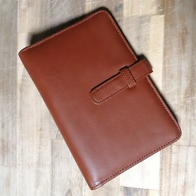 Vintage Day Timer Brown Leather Personal Planner Organiser 6 Ring 7.5   • £28