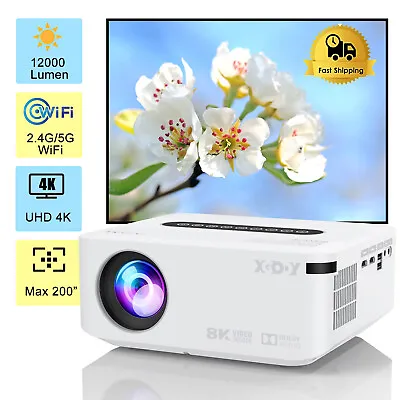 12000 Lumens 4K 1080P Projector 5G WiFi Bluetooth Mini LED Home Theater Cinema • $126.34