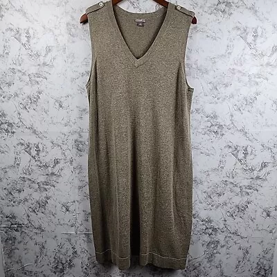 J Jill Sweater Dress Size XL V Neck Sleeveless Midi Linen Cotton Tan Casual • $24.99