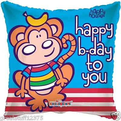 Balloon 18  Happy Birthday Monkey With Banana Mylar Foil  • $2.85