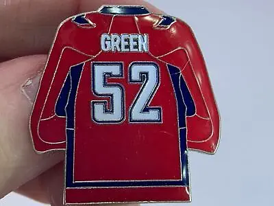 NHL Jersey GREEN Number 52 Red Vintage Silver Tack Pin V-4619 • $9.99