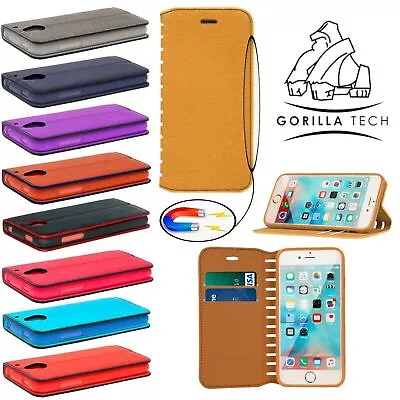 Gorilla Tech Fancy Leather Wallet Flip Cases With Card Slot Stand Genuine Brand • £3.25