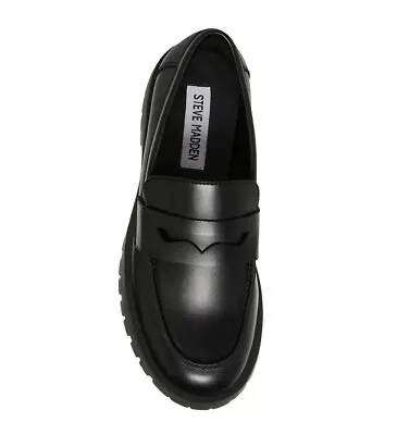 Steve Madden Women’s Coarse Lug Style Black Loafers Shoes Size 7.5 • $50.95