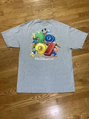 $16 • Buy Walt Disney World 2007 Mickey Mouse Stitch Donald Goofy Gray T-Shirt Size Large