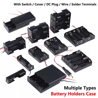 Battery Holders Case Box 1/2/3/4/5/6/8x Slot AA With Switch/Cover/ DC Plug/Wire • £1.55