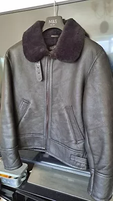 Brandslock Shearling Leather B3 Bomber Jacket Excellent Condition • £120