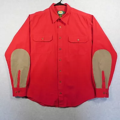 Vintage Cabela's Shirt Mens Extra Large Tall XLT Red Duck Canvas Button Down • $27.53