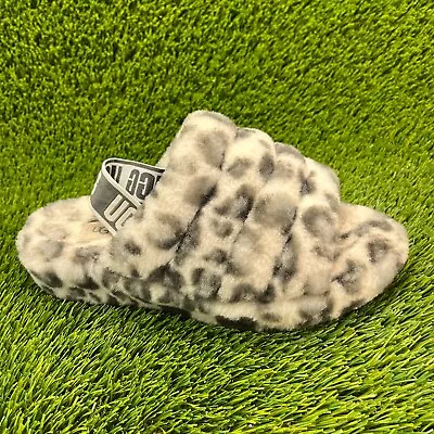 Ugg Fluff Yeah Leopard Womens Size 8 Beige Black Casual Slide Slippers 1117153 • $39.99