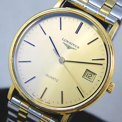 Longines L744.2 Men's Gold Plated Date Vintage Date Watch Swiss Made Quartz E974 • $160.20