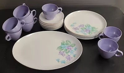 Vintage Royalon Melmac Violet Dinnerware 23 Piece • $49.95