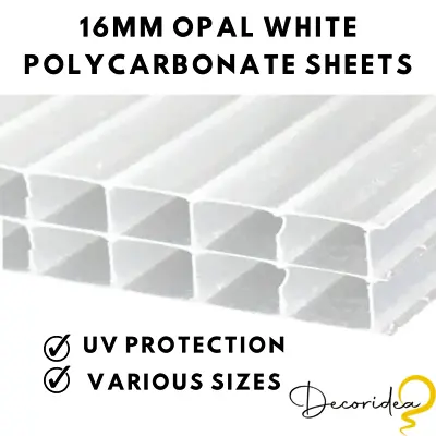 16mm Opal White Polycarbonate Roofing Sheet UV Protection Fast Shipping • £45.82