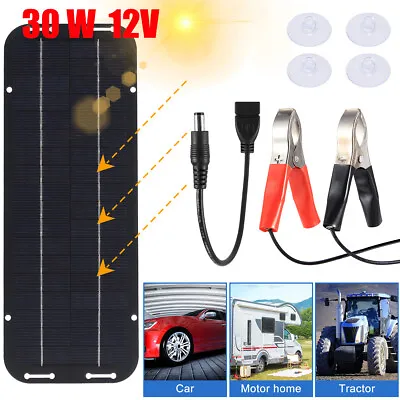 30W Solar Panel 12V Trickle Charger Battery Charger Kit Maintainer Boat Car RV • $14.95