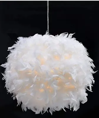 Feather Lampshade Fluffy Pendant Feather Light Shade For Ceilings  • £16.07