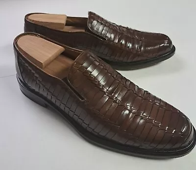 MEZLAN Men Panama Woven Leather Loafer Mahogany Size 10.5M  Vero Cuoio • $120