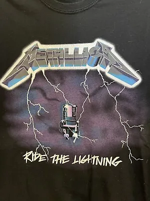 Metallica Ride The Lightning Lyrics All Over Print Black T-Shirt Small • $15.99