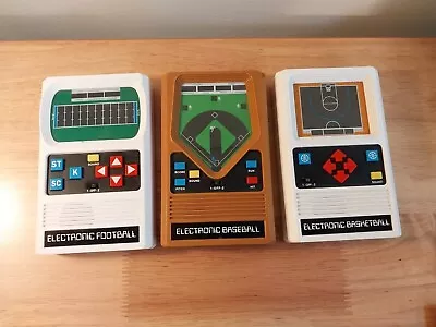 1977 Mattel Pocket Electronic Football Baseball And Basketball.  Working! • $29.99
