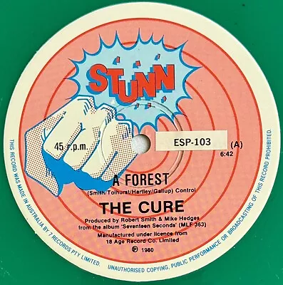 THE CURE -A Forest- Mega  Rare New Zealand 6:42 Mis-pressing Green Vinyl 12  • £900