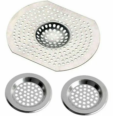 New 3pc Stainless Steel Sink Bath Plug Hole Strainer Basin Hair Trap Drainer Cov • £3.29