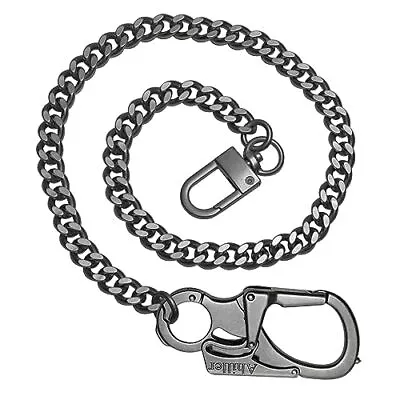 Wallet Chain For Men Double Lock Carabiner With Tungsten Steel Taper Used I... • $29.86