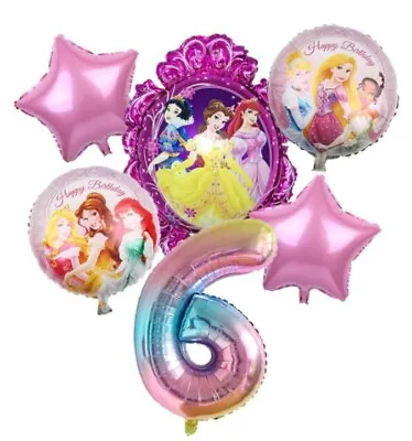 £8.99 • Buy Princess Balloon Set Age 6 Birthday Party Foil Decorations Girls 6th Birthday