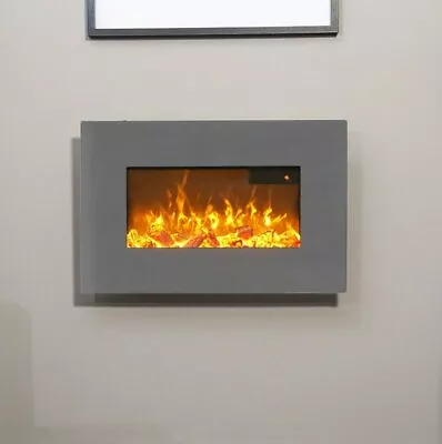 £159.91 • Buy Electric Fire Grey Wall Mounted Led Remote Control Heater Flame Flicker Logs 